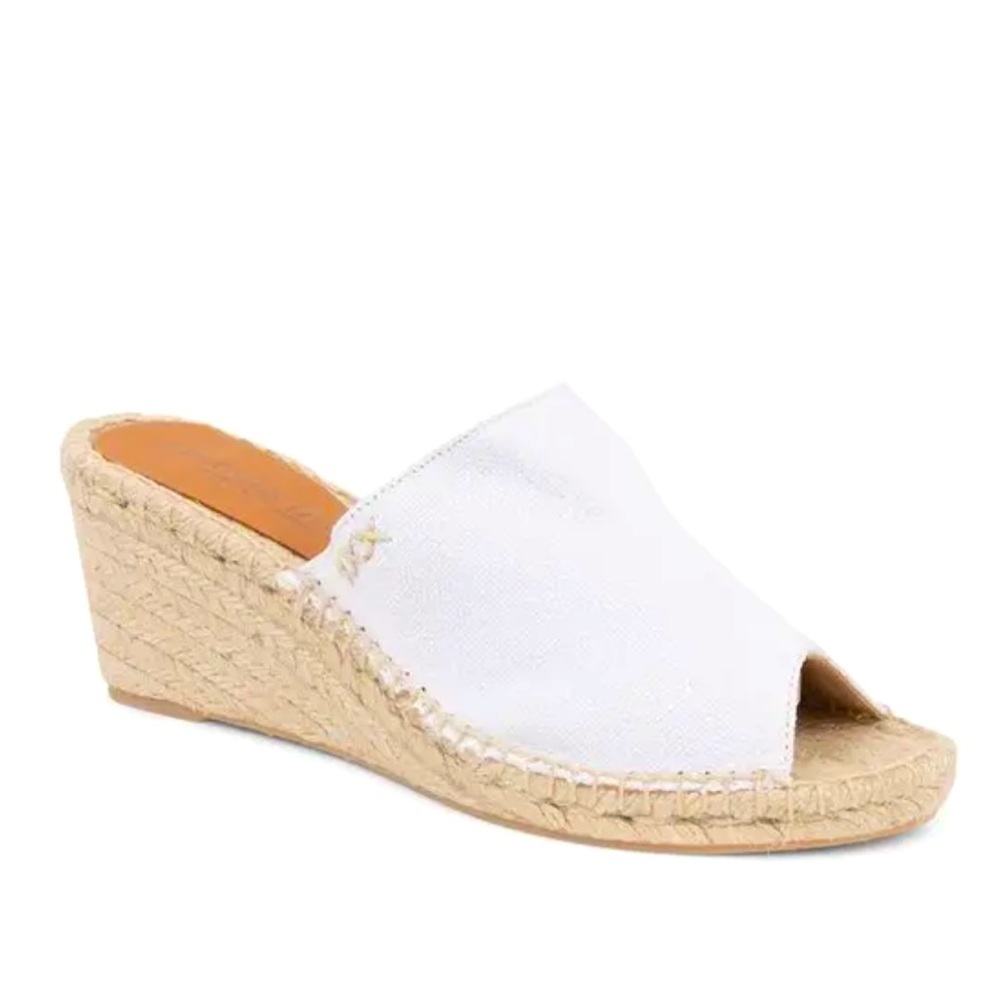 Patricia Green NWOT Shen Espadrille Mules White Linen sz 7